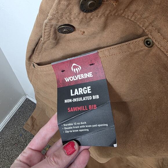 Wolverine Tan Sawmill Non-Insulated Durable Bib Denim Overalls Size Large - Picture 5 of 7